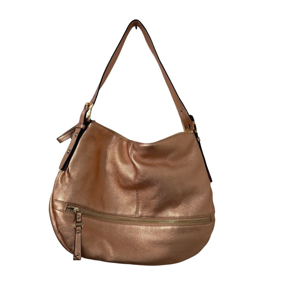 B Makowsky Rose Gold Metallic Leather Hobo Shoulder Bag A224475